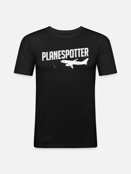Planespotter - Männer Slim Fit T-Shirt - Schwarz