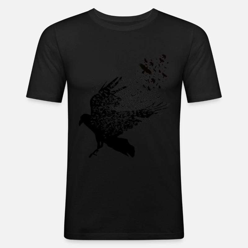 Wikinger - Walhalla Raben Grafik - Männer Slim Fit T-Shirt - Schwarz