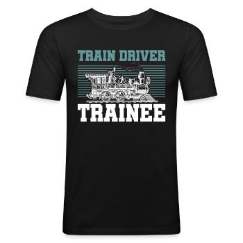 Conducteur de train - T-shirt près du corps Homme - noir - Devant - Nik (191cm)