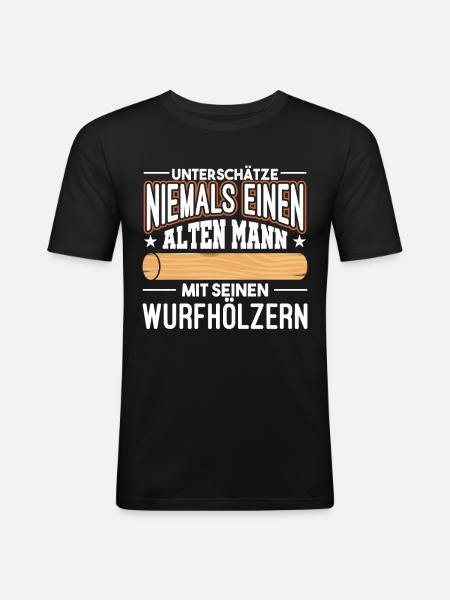 Kubb Schach Wikinger Wurfhölzer - Männer Slim Fit T-Shirt - Schwarz