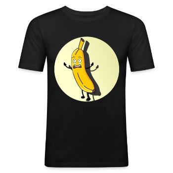 GDR and Ossi bananas joke motif - Men's Slim Fit T-Shirt - black - Front - Nik (191cm)
