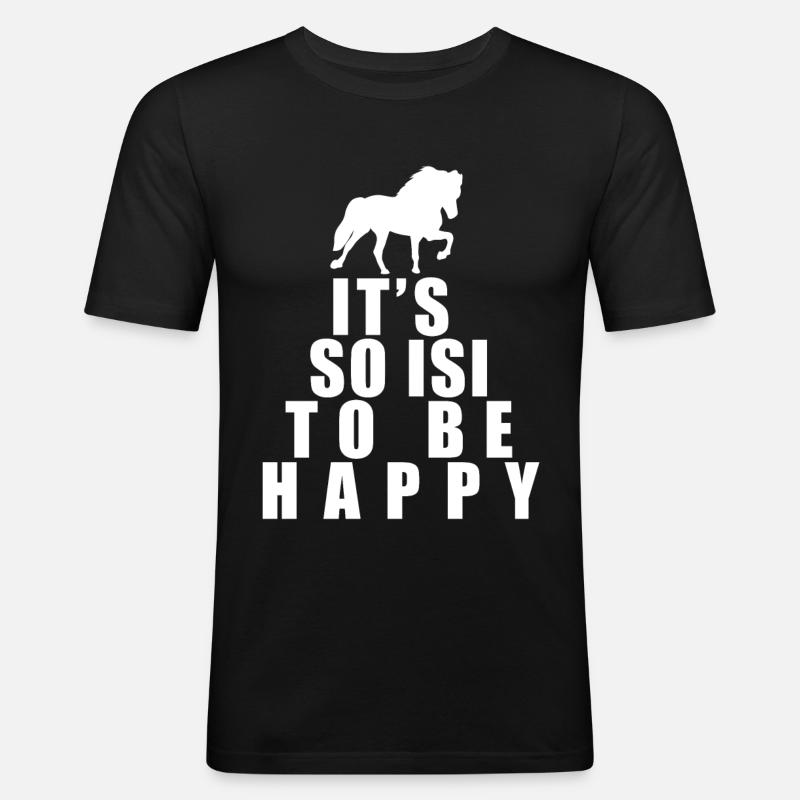 Island Pferd Isländer Isi Spruch - Männer Slim Fit T-Shirt - Schwarz