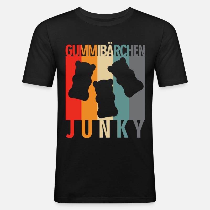 Gummibärchen Junky Retro Design - Männer Slim Fit T-Shirt - Schwarz