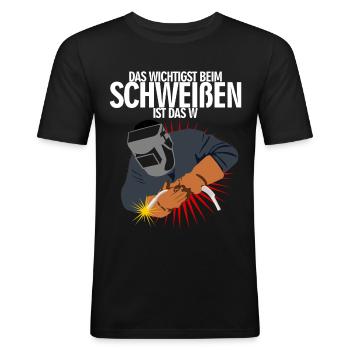 Schweißer Schweißen und Scheißen Spruch - Männer Slim Fit T-Shirt - Schwarz - Vorne - Nik (191cm)