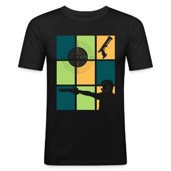 Club de tir et tireurs sportifs vintage - T-shirt près du corps Homme - noir - Devant - Nik (191cm)