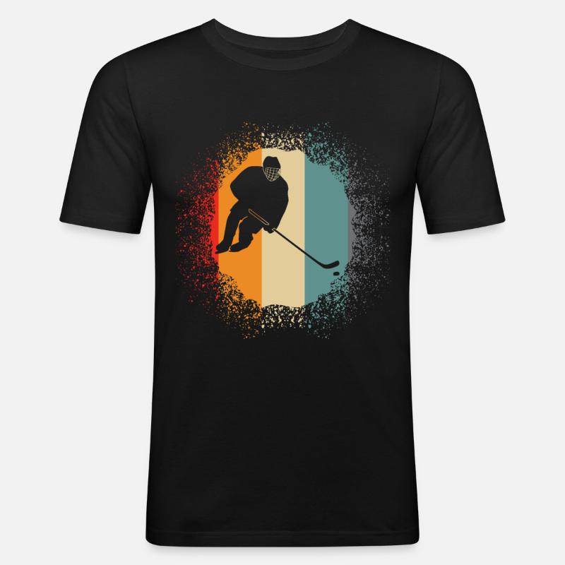 Eishockey - Eishockeyspieler Retro - Männer Slim Fit T-Shirt - Schwarz