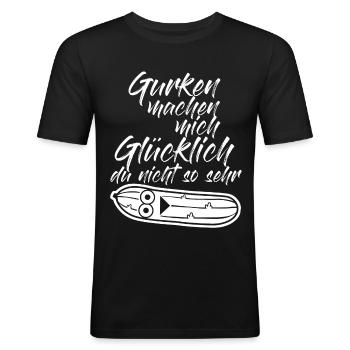 Gurke - lustiger Gurken Spruch - Männer Slim Fit T-Shirt - Schwarz - Vorne - Nik (191cm)