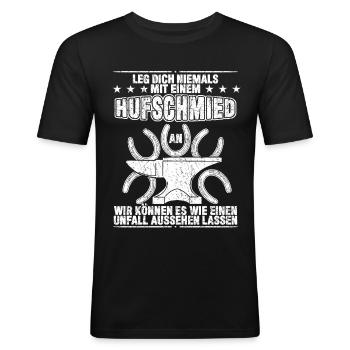 Hufschmied Schmiede lustiger Spruch - Männer Slim Fit T-Shirt - Schwarz - Vorne - Nik (191cm)