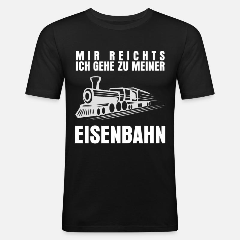 Eisenbahner Eisenbahn Dampflok Spruch - Männer Slim Fit T-Shirt - Schwarz