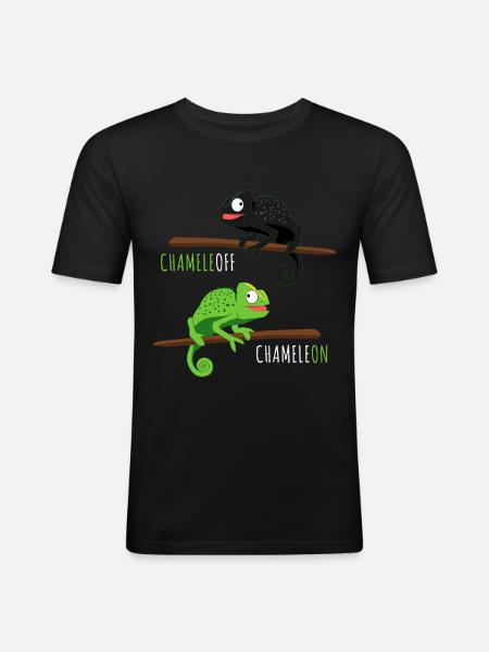 Chameleoff Chameleon Saying - Men's Slim Fit T-Shirt - black