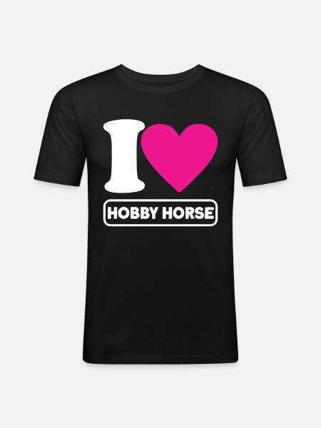 Pferde Reiten Hobbyhorse - Männer Slim Fit T-Shirt - Schwarz
