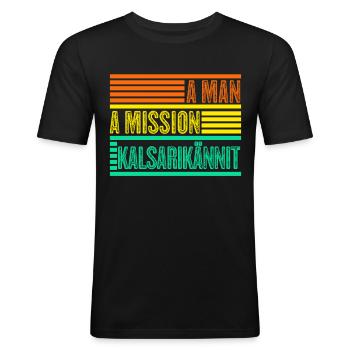 Kalsarikännit Retro - Männer Slim Fit T-Shirt - Schwarz - Vorne - Nik (191cm)