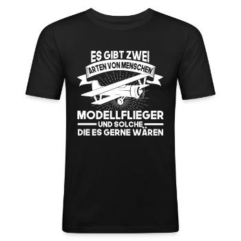 Modellflieger Pilot Modellflug - Männer Slim Fit T-Shirt - Schwarz - Vorne - Nik (191cm)