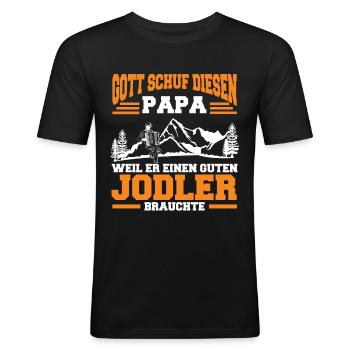 Jodler Jodelmusik Jodeln - Männer Slim Fit T-Shirt - Schwarz - Vorne - Nik (191cm)