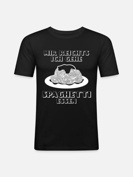 Spaghetti Spruch - Mir reichts - Männer Slim Fit T-Shirt - Schwarz