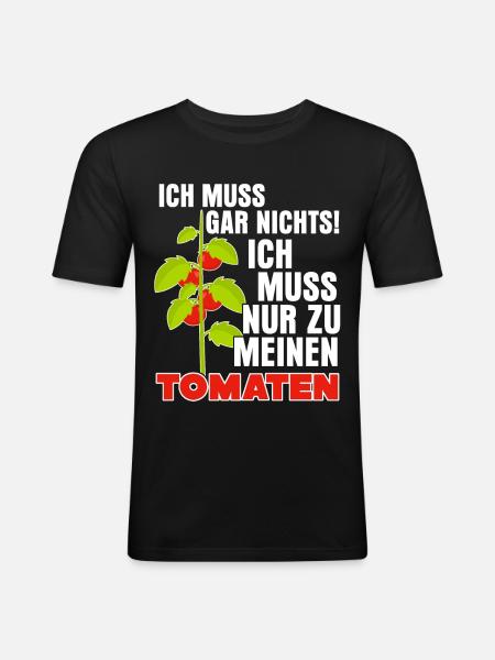 Tomaten Spruch Tomate - Männer Slim Fit T-Shirt - Schwarz