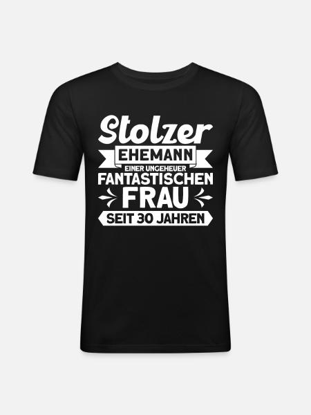 Ehepaar Ehemann Perlenhochzeit Geschenk - Männer Slim Fit T-Shirt - Schwarz