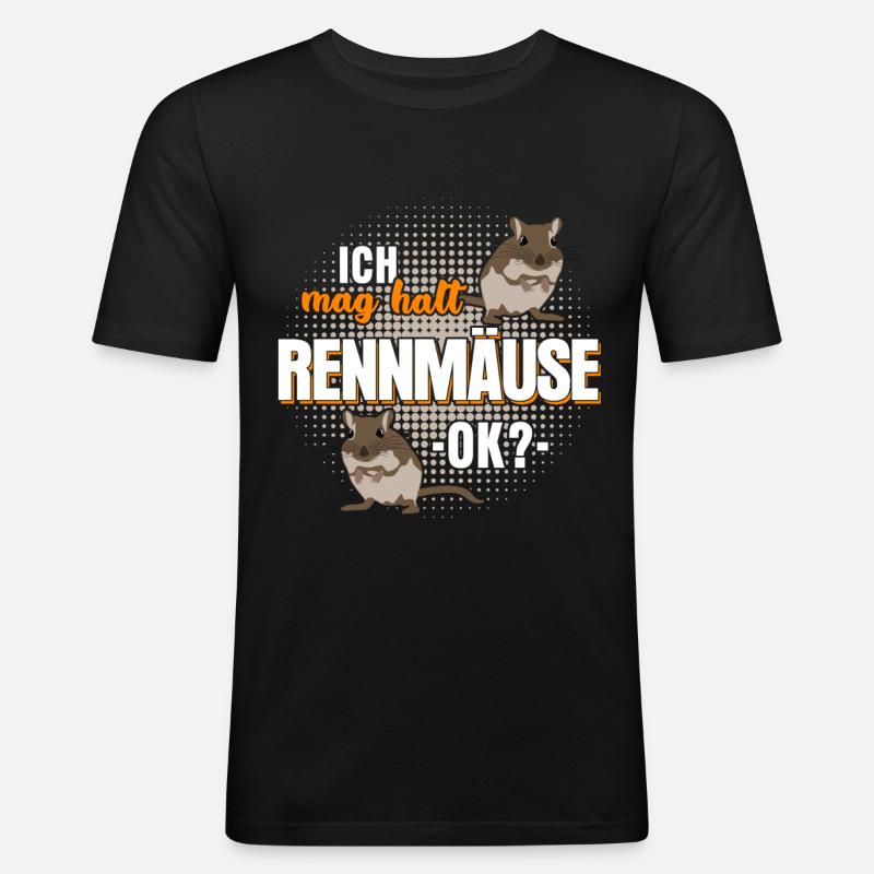 Rennmaus Rennmäuse Gerbil Spruch - Männer Slim Fit T-Shirt - Schwarz