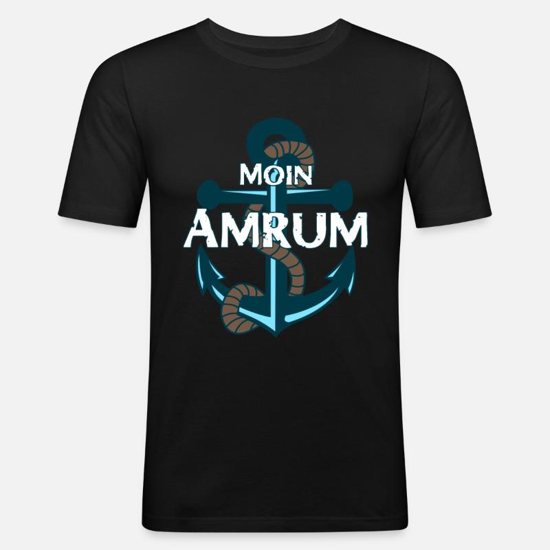 Amrum Moin Anker Spruch - Männer Slim Fit T-Shirt - Schwarz