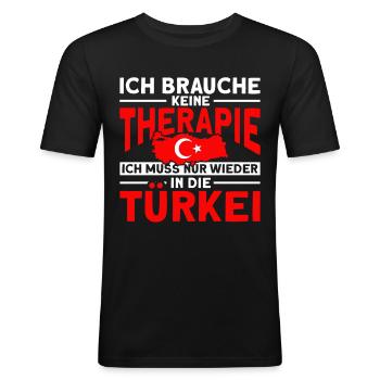 Istanbul Trabzon Türkei Urlaub Göktürk - Männer Slim Fit T-Shirt - Schwarz - Vorne - Nik (191cm)