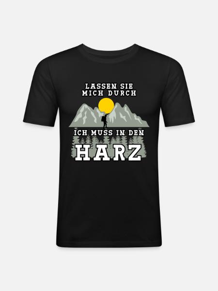 Harz Urlaub Harzer Wandern - Männer Slim Fit T-Shirt - Schwarz