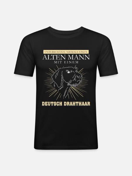 Deutsch Drahthaar - Männer Slim Fit T-Shirt - Schwarz