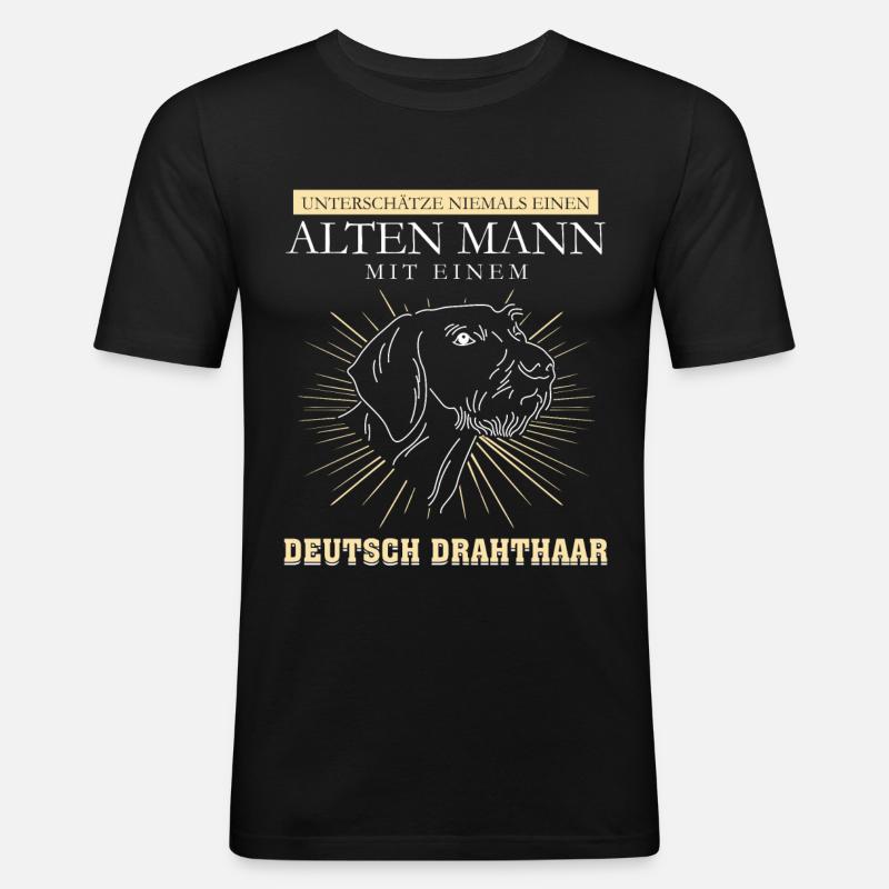 Deutsch Drahthaar - Männer Slim Fit T-Shirt - Schwarz