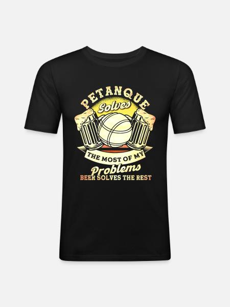 Boul Player Pétanque Boules Gift - Men's Slim Fit T-Shirt - black