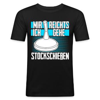 Eisstock Stockschießen Sport Stocksport - Männer Slim Fit T-Shirt - Schwarz - Vorne - Nik (191cm)
