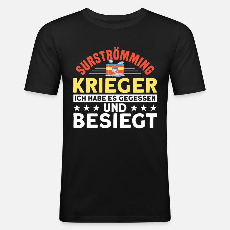 Surströmming Challenge Schweden Surströmming - Männer Slim Fit T-Shirt - Schwarz