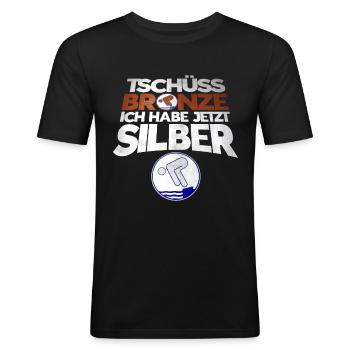 Schwimmer Schwimmprüfung Silber Geschenk - Männer Slim Fit T-Shirt - Schwarz - Vorne - Nik (191cm)
