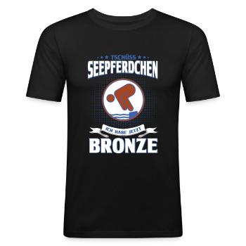 Schwimmer Schwimmprüfung Bronze Geschenk - Männer Slim Fit T-Shirt - Schwarz - Vorne - Nik (191cm)
