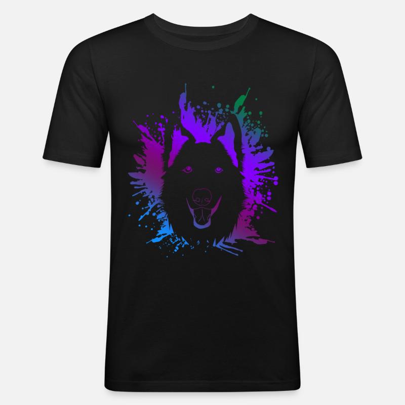 Weisser Schäferhund - Männer Slim Fit T-Shirt - Schwarz
