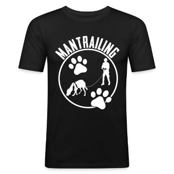 Mantrailing Chien de recherche chien traqueur - T-shirt près du corps Homme - noir - Devant - Nik (191cm)