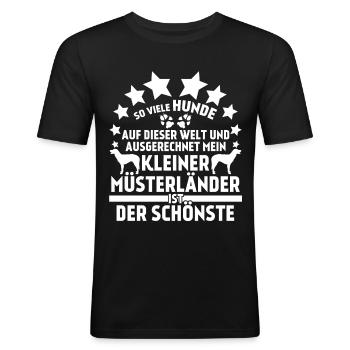 Kleiner Münsterländer - Männer Slim Fit T-Shirt - Schwarz - Vorne - Nik (191cm)