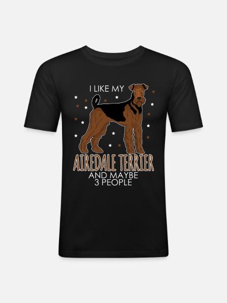 Airedale Terrieri Koirat Airedale Terrieri - Miesten tyköistuva t-paita - musta