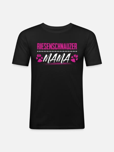 Riesenschnauzer Mama Spruch Schnauzer - Männer Slim Fit T-Shirt - Schwarz