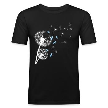 Libelle Pusteblume Dragonflies Libellen - Männer Slim Fit T-Shirt - Schwarz - Vorne - Nik (191cm)