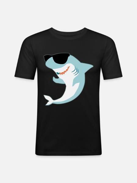 Megalodon with sunglasses shark - Men's Slim Fit T-Shirt - black
