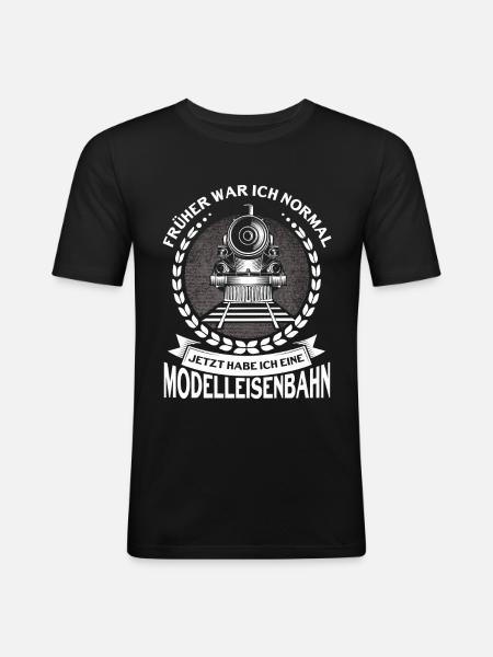 Modellbauer Modellbahn Modelleisenbahn Geschenk - Männer Slim Fit T-Shirt - Schwarz