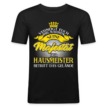 Hausmeister lustig Facility Manager - Männer Slim Fit T-Shirt - Schwarz - Vorne - Nik (191cm)