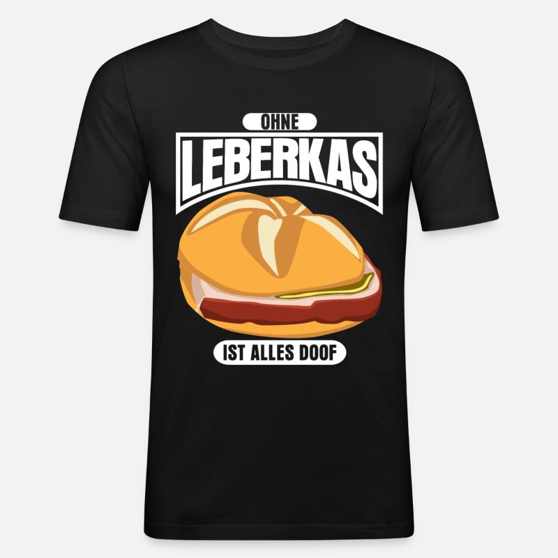Leberkas Leberkassemmel Leberkäse - Männer Slim Fit T-Shirt - Schwarz