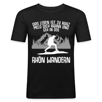 Rhön Wandern und Rhöner Berge - Männer Slim Fit T-Shirt - Schwarz - Vorne - Nik (191cm)