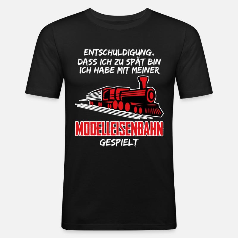 Modellbahner Eisenbahn Modelleisenbahn - Männer Slim Fit T-Shirt - Schwarz