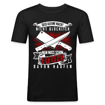 Metzger Metzgermesser Fleisch Fleischer - Männer Slim Fit T-Shirt - Schwarz - Vorne - Nik (191cm)