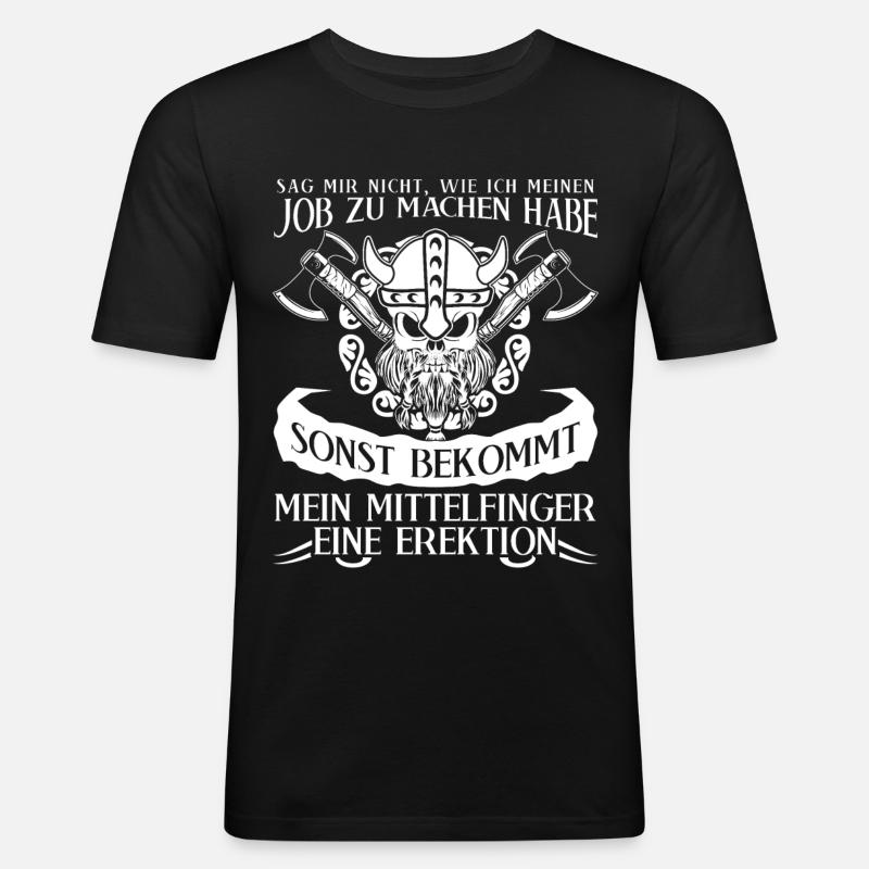 Wikinger Mittelfinger Odhin Valhalla - Männer Slim Fit T-Shirt - Schwarz