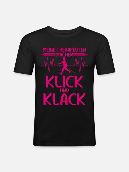Nordic Walking - Männer Slim Fit T-Shirt - Schwarz