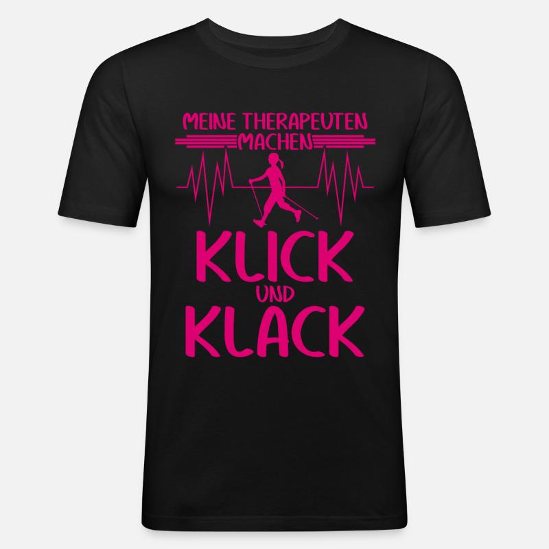 Nordic Walking - Männer Slim Fit T-Shirt - Schwarz