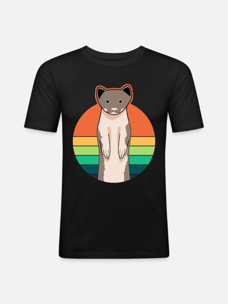 Marten weasel retro ferret - Men's Slim Fit T-Shirt - black