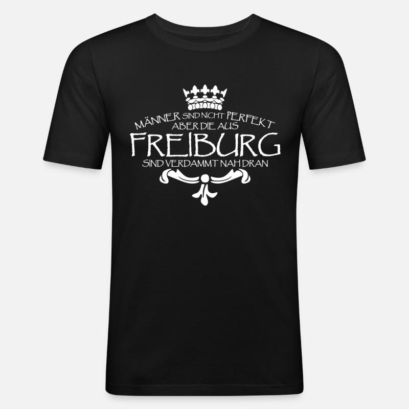 Freiburg Männer Spruch Freiburger - Männer Slim Fit T-Shirt - Schwarz